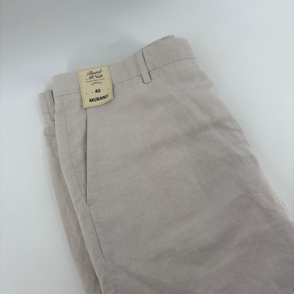 Baird McNutt Murano Linen Cotton Shorts 40 Menswear Casual Summer Stone Beige